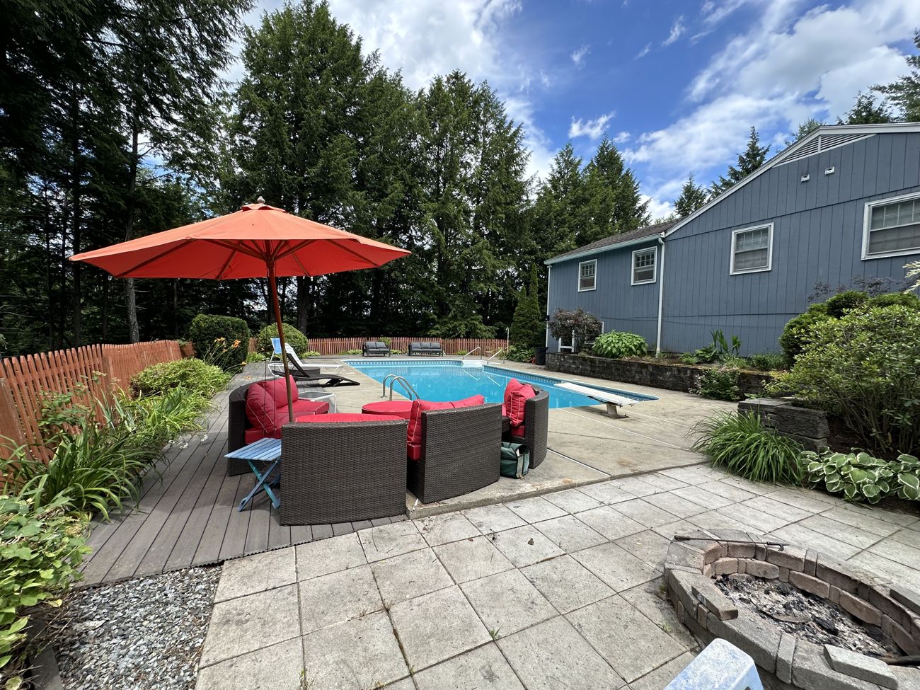 Pool, patio and fire pit